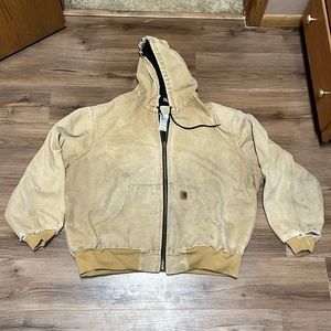 Carhartt Khaki Zip Up Hooded Work Jacket
